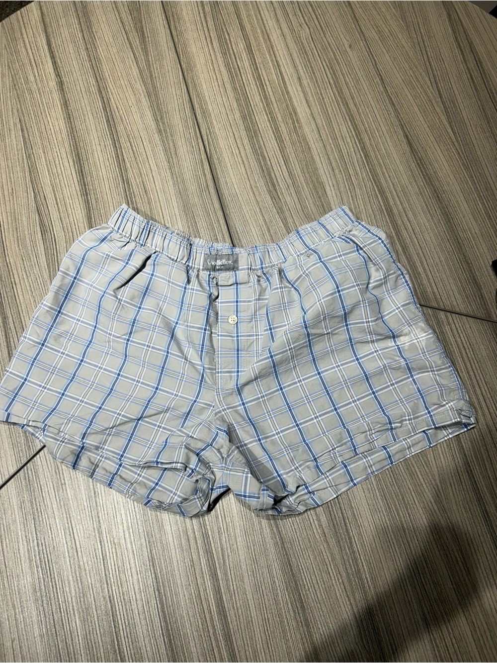 Goodfellow & Co Light Gray Plaid Bermuda Shorts with Blue Windowpane